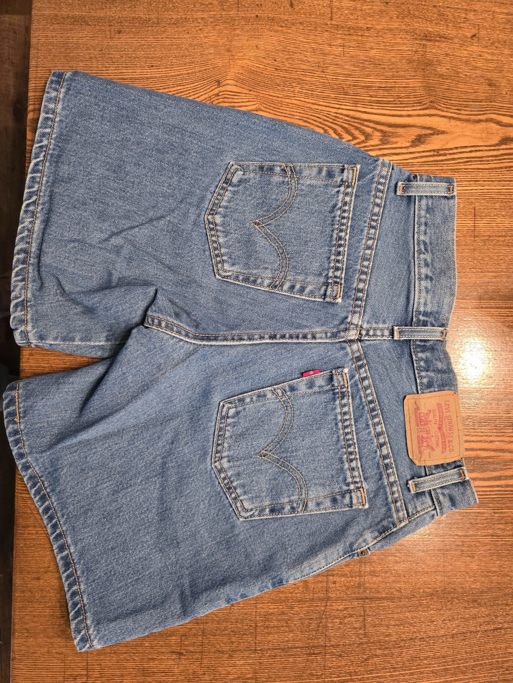 Levi's Medium Blue High-Rise Denim Shorts with Red Tab